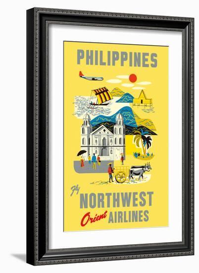 Philippines - Fly Northwest Orient Airlines-Pacifica Island Art-Framed Art Print