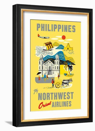 Philippines - Fly Northwest Orient Airlines-Pacifica Island Art-Framed Art Print