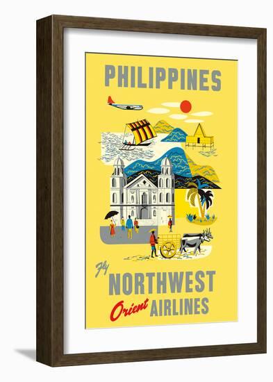 Philippines - Fly Northwest Orient Airlines-Pacifica Island Art-Framed Art Print