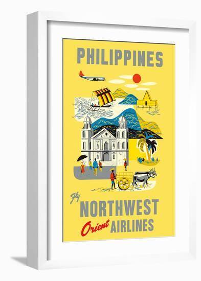 Philippines - Fly Northwest Orient Airlines-Pacifica Island Art-Framed Art Print