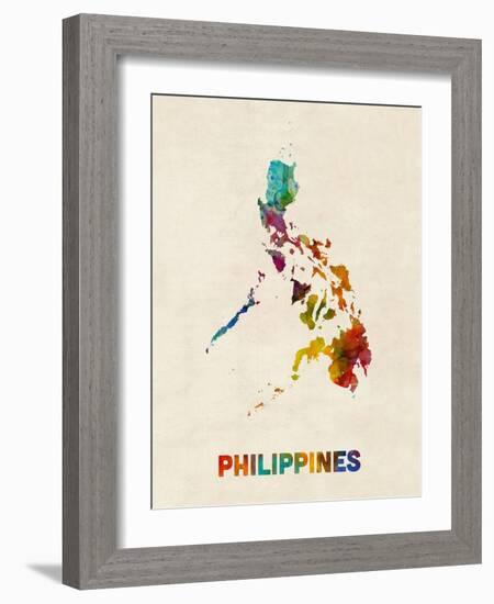 Philippines Watercolor Map-Michael Tompsett-Framed Art Print