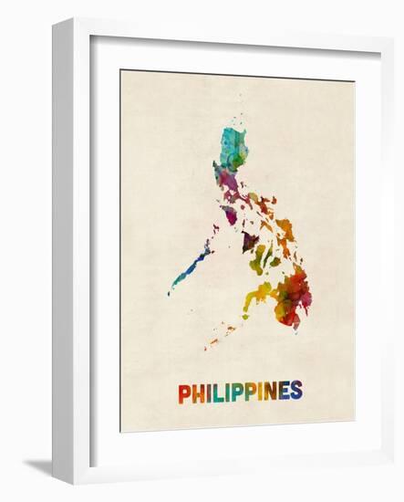 Philippines Watercolor Map-Michael Tompsett-Framed Art Print