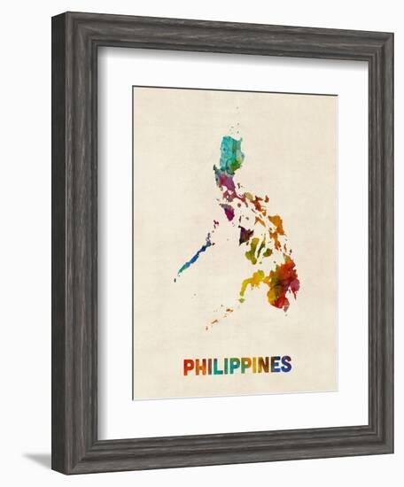 Philippines Watercolor Map-Michael Tompsett-Framed Art Print