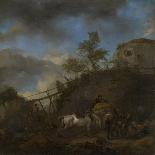 Watering Horses Near a Boundary Marker-Philips Wouwerman-Art Print