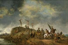 Riders Watering their Horses (Panel)-Philips Wouwermans Or Wouwerman-Giclee Print