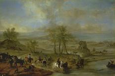 Man on a Horse with a Woman and Child (Oil on Panel)-Philips Wouwermans Or Wouwerman-Giclee Print