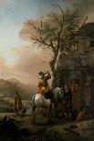 Man on a Horse with a Woman and Child (Oil on Panel)-Philips Wouwermans Or Wouwerman-Giclee Print