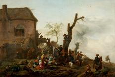 Man on a Horse with a Woman and Child (Oil on Panel)-Philips Wouwermans Or Wouwerman-Giclee Print