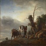 Departing for the Hunt and Fishing in the River (Oil on Canvas)-Philips Wouwermans Or Wouwerman-Giclee Print