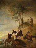 Riders Watering their Horses (Panel)-Philips Wouwermans Or Wouwerman-Giclee Print