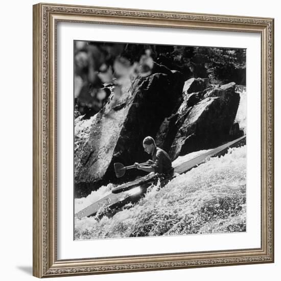 Phillipe Martin Balancing with His Paddle-Lisa Larsen-Framed Photographic Print