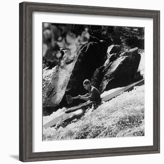 Phillipe Martin Balancing with His Paddle-Lisa Larsen-Framed Photographic Print