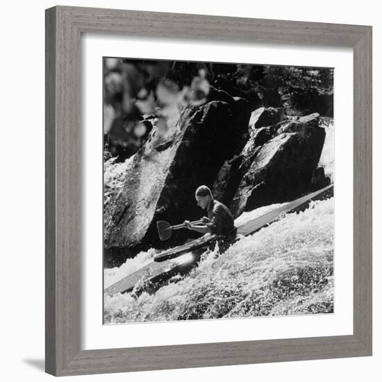 Phillipe Martin Balancing with His Paddle-Lisa Larsen-Framed Photographic Print