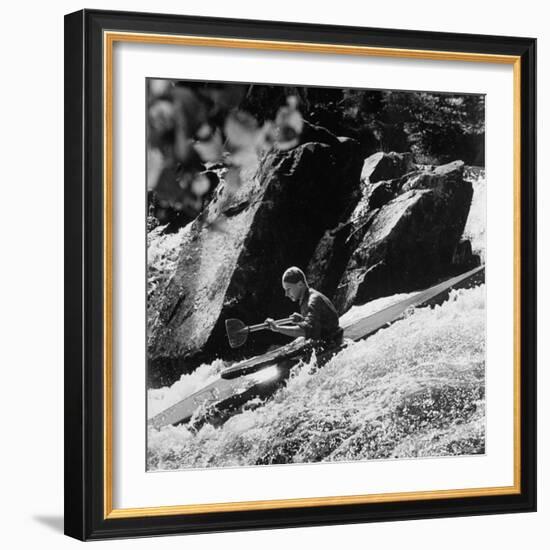 Phillipe Martin Balancing with His Paddle-Lisa Larsen-Framed Photographic Print