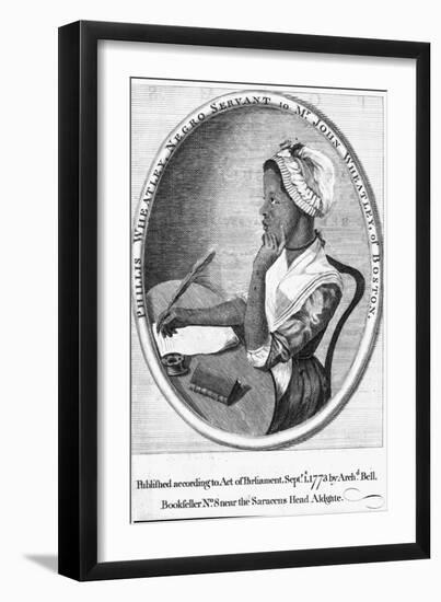 Phillis Wheatley, Frontispiece to Her 'Poems on Various Subjects', 1773-English School-Framed Giclee Print