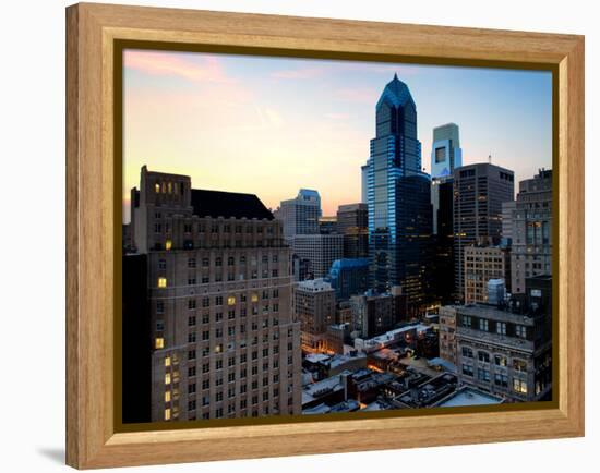 Philly Skyscrapers at Nightfall, Philadelphia, Pennsylvania, United States-Philippe Hugonnard-Framed Premier Image Canvas