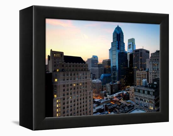 Philly Skyscrapers at Nightfall, Philadelphia, Pennsylvania, United States-Philippe Hugonnard-Framed Premier Image Canvas