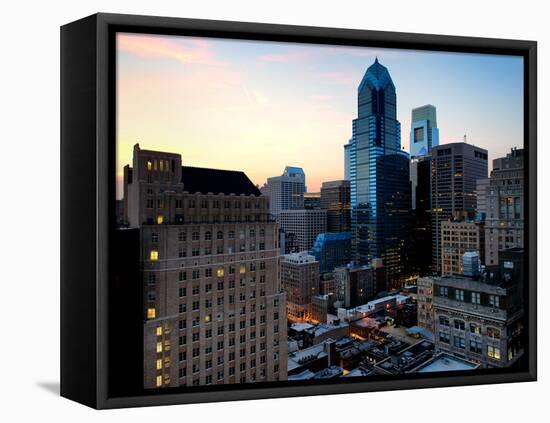 Philly Skyscrapers at Nightfall, Philadelphia, Pennsylvania, United States-Philippe Hugonnard-Framed Premier Image Canvas