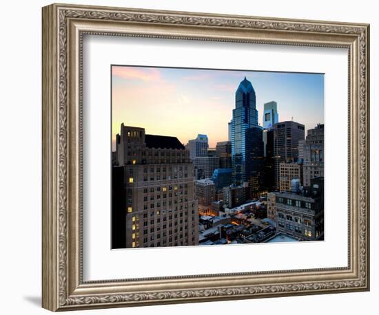 Philly Skyscrapers at Nightfall, Philadelphia, Pennsylvania, United States-Philippe Hugonnard-Framed Photographic Print