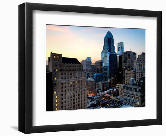 Philly Skyscrapers at Nightfall, Philadelphia, Pennsylvania, United States-Philippe Hugonnard-Framed Photographic Print