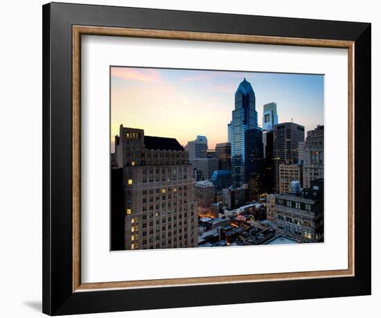 Philly Skyscrapers at Nightfall, Philadelphia, Pennsylvania, United States-Philippe Hugonnard-Framed Photographic Print