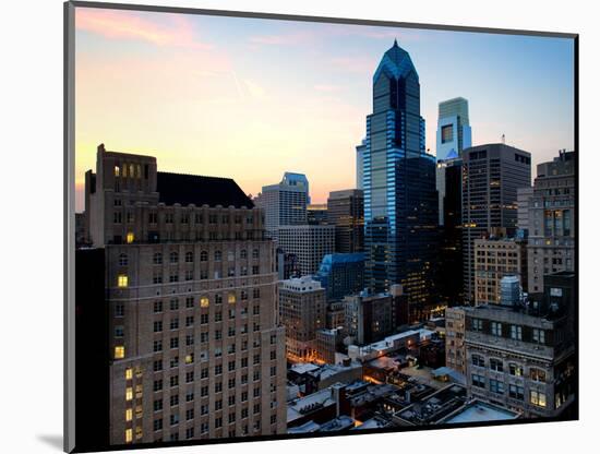 Philly Skyscrapers at Nightfall, Philadelphia, Pennsylvania, United States-Philippe Hugonnard-Mounted Photographic Print