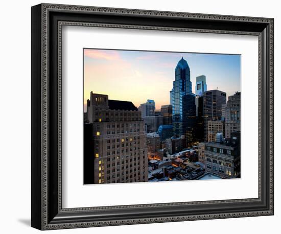Philly Skyscrapers at Nightfall, Philadelphia, Pennsylvania, United States-Philippe Hugonnard-Framed Photographic Print