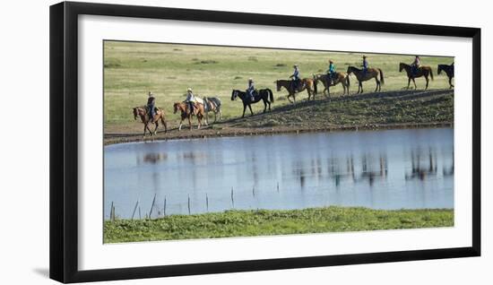 Philmont Cavalcade Ride Along Pond with Reflection, Cimarron, New Mexico-Maresa Pryor-Framed Photographic Print