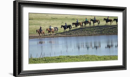 Philmont Cavalcade Ride Along Pond with Reflection, Cimarron, New Mexico-Maresa Pryor-Framed Photographic Print