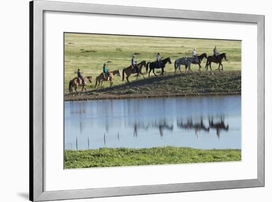 Philmont Cavalcade Ride Along Pond with Reflection, Cimarron, New Mexico-Maresa Pryor-Framed Photographic Print