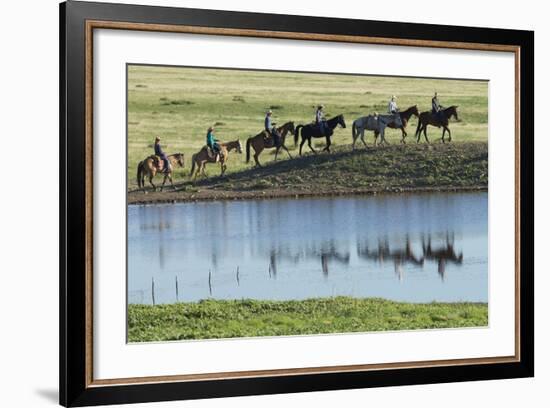 Philmont Cavalcade Ride Along Pond with Reflection, Cimarron, New Mexico-Maresa Pryor-Framed Photographic Print