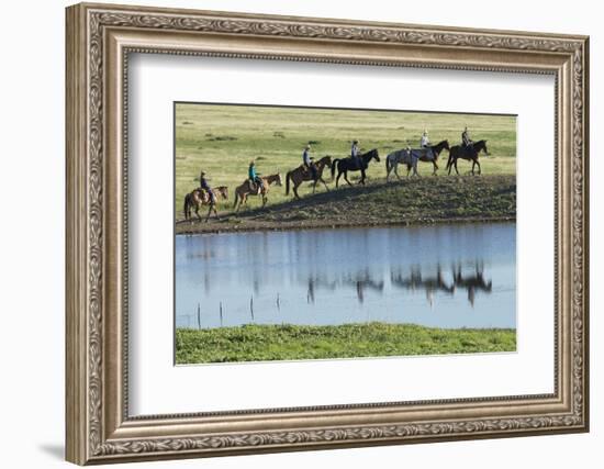 Philmont Cavalcade Ride Along Pond with Reflection, Cimarron, New Mexico-Maresa Pryor-Framed Photographic Print