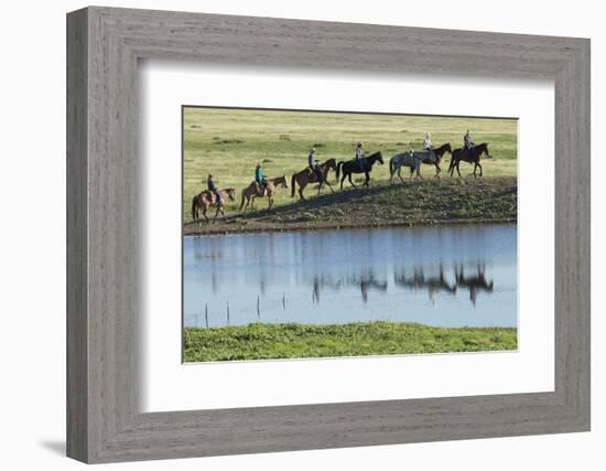 Philmont Cavalcade Ride Along Pond with Reflection, Cimarron, New Mexico-Maresa Pryor-Framed Photographic Print