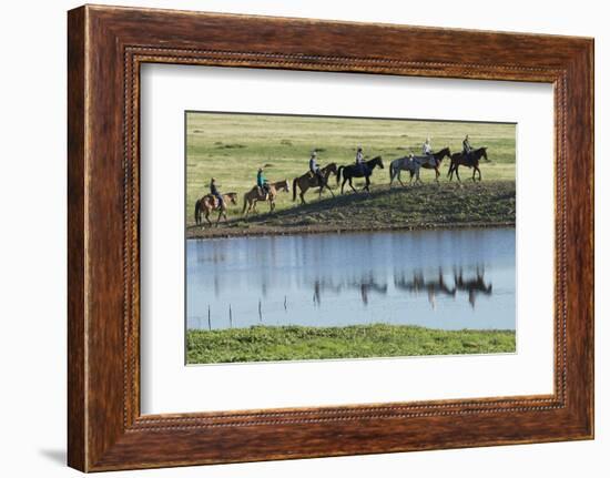Philmont Cavalcade Ride Along Pond with Reflection, Cimarron, New Mexico-Maresa Pryor-Framed Photographic Print