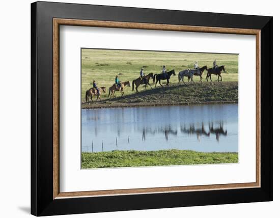 Philmont Cavalcade Ride Along Pond with Reflection, Cimarron, New Mexico-Maresa Pryor-Framed Photographic Print