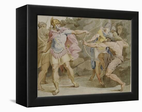 Philoctetes Aiming the Bow of Hercules at Odysseus, 1790-Asmus Jacob Carstens-Framed Premier Image Canvas