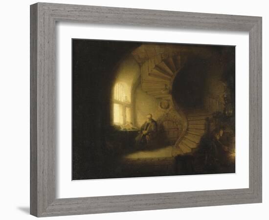 Philosophe en méditation-Rembrandt van Rijn-Framed Premium Giclee Print