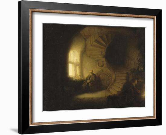 Philosophe en méditation-Rembrandt van Rijn-Framed Premium Giclee Print