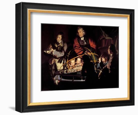 Philosopher Exposing the Movement of Planets Scientists around an Armillary Sphere Taking Notes. Pa-Joseph Wright of Derby-Framed Giclee Print