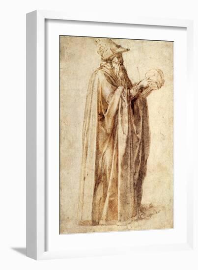 Philosopher Holds Skull, 1502-Michelangelo Buonarroti-Framed Giclee Print