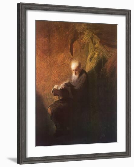 Philosopher Reading-Rembrandt van Rijn-Framed Art Print