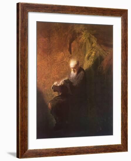 Philosopher Reading-Rembrandt van Rijn-Framed Art Print