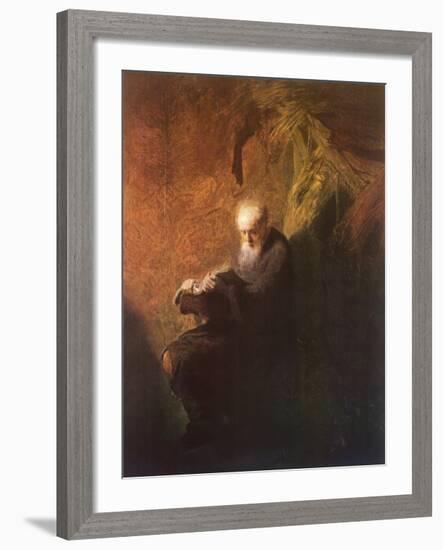 Philosopher Reading-Rembrandt van Rijn-Framed Art Print