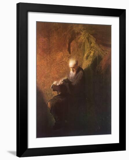 Philosopher Reading-Rembrandt van Rijn-Framed Art Print