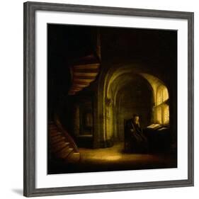 Philosopher with an Open Book, 1625-7-Rembrandt van Rijn-Framed Giclee Print