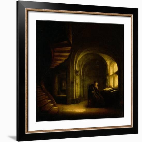 Philosopher with an Open Book, 1625-7-Rembrandt van Rijn-Framed Giclee Print