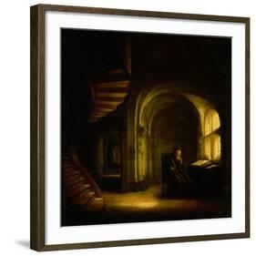 Philosopher with an Open Book, 1625-7-Rembrandt van Rijn-Framed Giclee Print