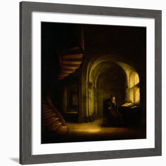 Philosopher with an Open Book, 1625-7-Rembrandt van Rijn-Framed Giclee Print