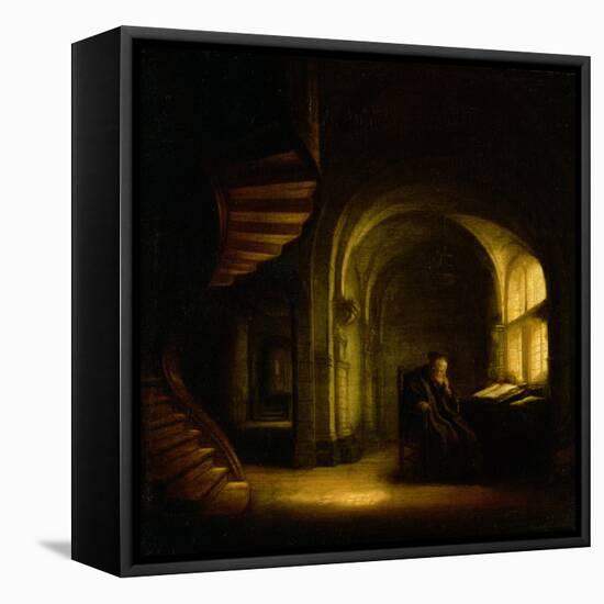 Philosopher with an Open Book, 1625-7-Rembrandt van Rijn-Framed Premier Image Canvas