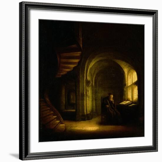 Philosopher with an Open Book, 1625-7-Rembrandt van Rijn-Framed Giclee Print